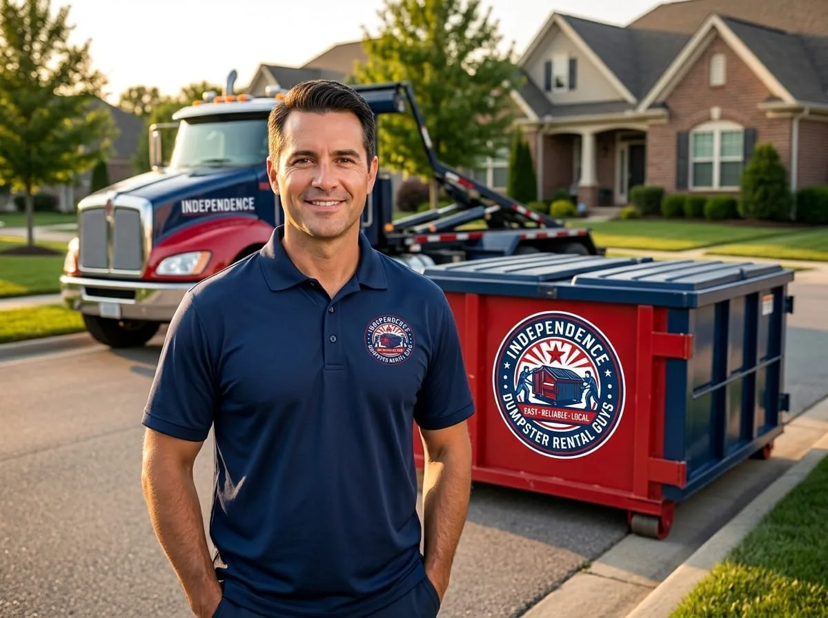 Row of roll-off dumpsters in different sizes